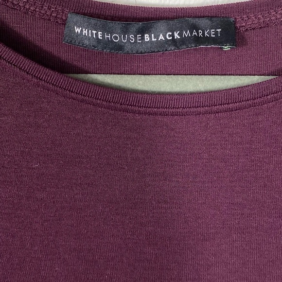 White House black market ruffle cold shoulder sheath dress Large cabernet color - Picture 8 of 9